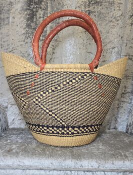 Natural And Green Handwoven Market Basket, 2 of 5