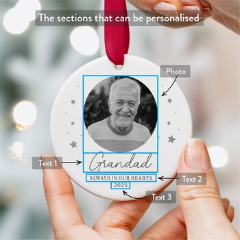 Personalised Grandad Memorial Photo Ornament Ceramic, 2 of 7