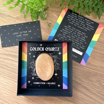 Friendship Crystal Golden Quartz Gift Boxed Thumb Stone, 2 of 5