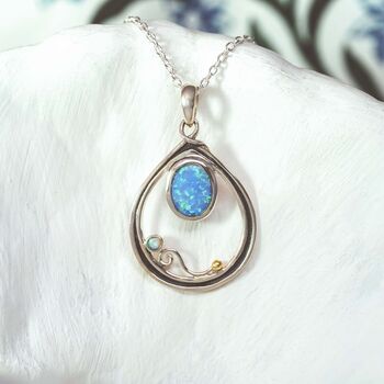 Silver Blue Fire Opal Necklace, 5 of 7