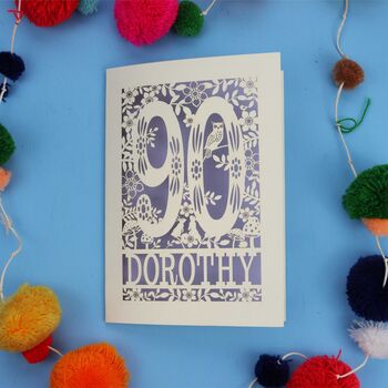 Personalised 90th Birthday Card Papercut Woodland Design, 3 of 10