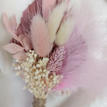 Mini White And Pink Dried Flower Boutonnieres, 2 of 4