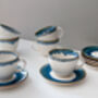 Blue Set Of Six Handmade Porcelain Tea Cup With Saucer, thumbnail 10 of 10