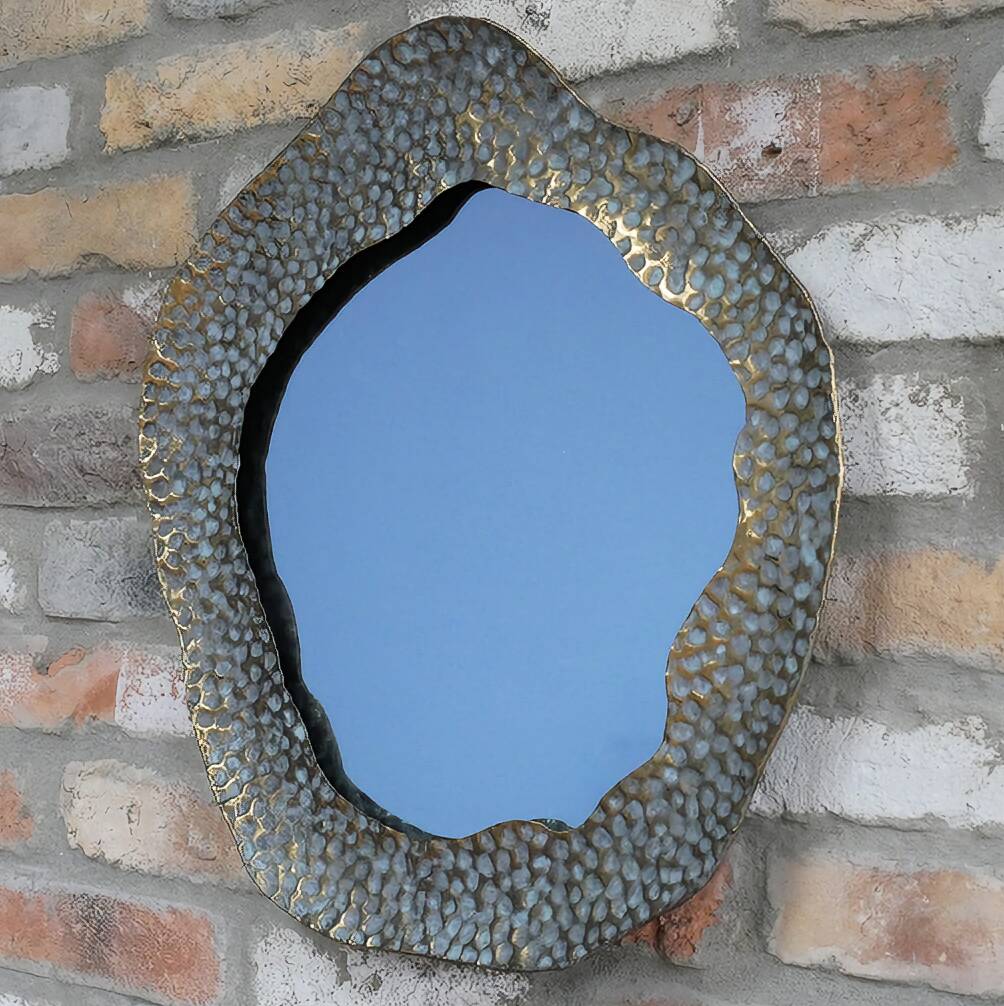 Metal Framed Pond Wall Mirror Antique Gold, 1 of 2