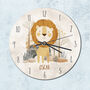 Lion Nursery New Born Gift Personalised Clock, thumbnail 5 of 6