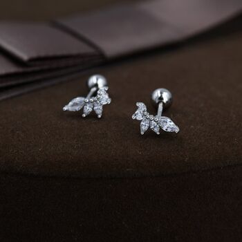 Marquise Cluster Cz Screwback Earrings, 3 of 12