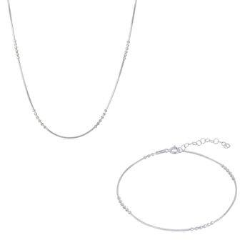 Sterling Silver Small Beaded Bracelet And Necklace Set, 6 of 12