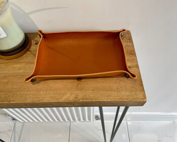 Personalised Rectangle Tan Leather Desk Tray, 10 of 12