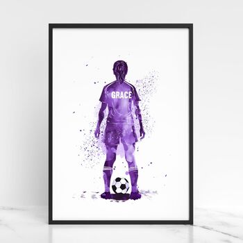 Personalised Girl Footballer Splatter Print, 3 of 3