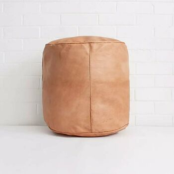 Moroccan Leather Drum Pouffe, 2 of 2