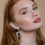 Encrusted Diamante Rose Gold Curve Bar Chain Dangle Earrings, thumbnail 1 of 3