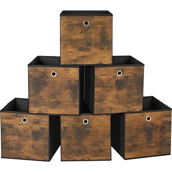 Set Of Six Brown Foldable Cubes Storage Organiser Boxes, 4 of 9