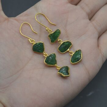 Green Tsavorite Garnet Gold Earrings, 6 of 7