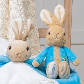 Personalised Peter Rabbit Comfort Blanket And Rattle, 2 of 5