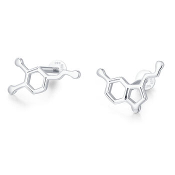 Sterling Silver Serotonin And Dopamine 16 G Flat Back Labret Earrings, 5 of 12
