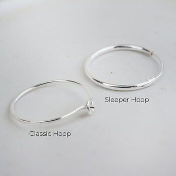 Sterling Silver Textured Tilted Heart Charm Hoops, 2 of 9