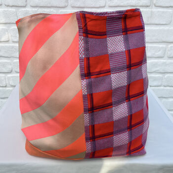 Vintage Ikea Bag Pink Stars, Stripes And Check Fabric, 4 of 8