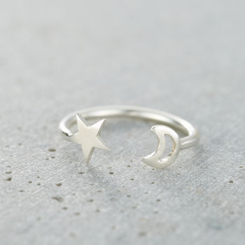 Personalised Moon And Star Open Ring, 6 of 10