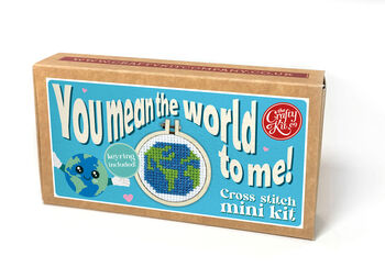 You Mean The World To Me! Mini Matchbox Cross Stitch Kit, 3 of 6