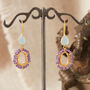 Aquamarine Gemstone Amethyst Beaded Drop Earrings, thumbnail 6 of 7