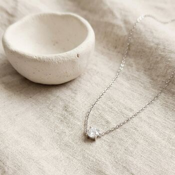 Solitaire Diamond Necklace Silver, 4 of 8