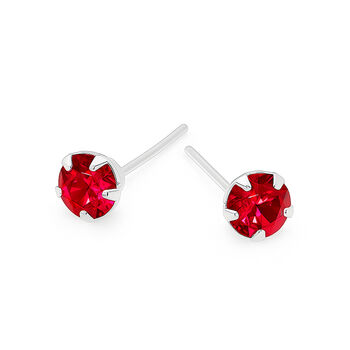 Sterling Silver Ruby Micro Stud Earrings – 3mm, 3 of 5