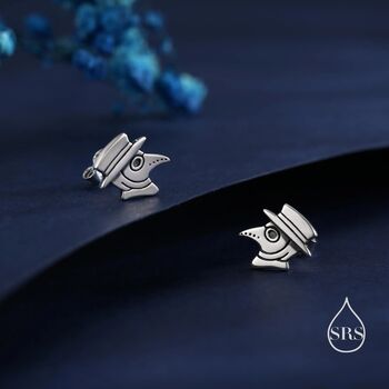 The Plague Doctor Stud Earrings In Sterling Silver, 4 of 12