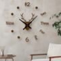 Stylish Antlers 3D Wall Clock, Brown, Red, Black, Silver, thumbnail 1 of 10