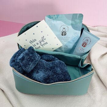 Personalised Green Open Flat Washbag Beauty Gift Set, 2 of 2
