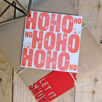 Letterpress Ho Ho Ho Christmas Card Or Pack, 2 of 2
