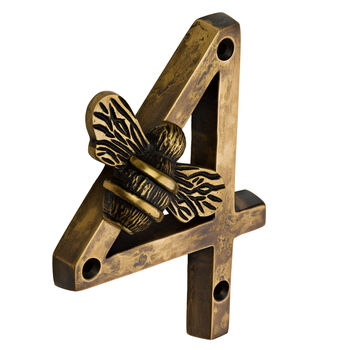 Solid Brass Bee Numbers In Antique Finish Four Inch, 5 of 9