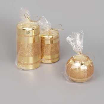 G Decor Gold Glass Effect Striped Glitter Candles, 5 of 5