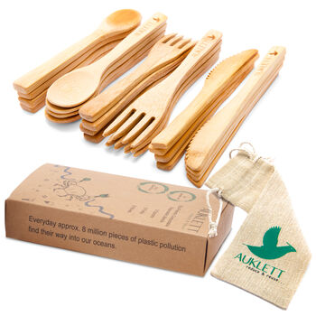 24 Pack Reusable Bamboo Cutlery Set, 3 of 10