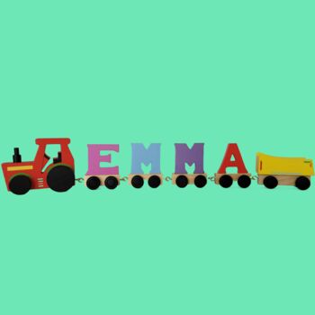 Personalised Kids Tractor Wooden Train Set, 4 of 8