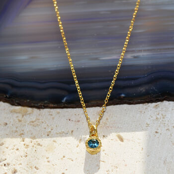 Blue Topaz Birthstone Rose Gold Plated Silver Necklace, 6 of 10