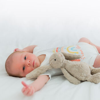 Personalised First Mother's Day Bodysuit Babygrow Rainbow, 3 of 10