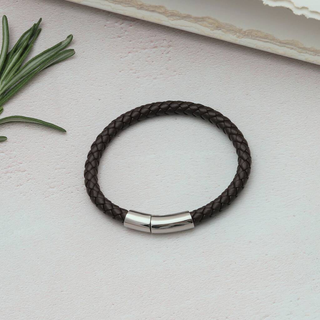 Personalised Leather Bangle For Men By Attic