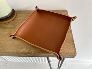 Personalised Tan Leather Accessories Valet Tray, 8 of 12