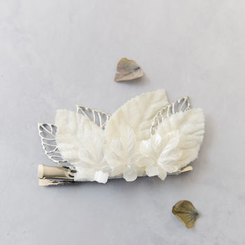 Ivory And Silver Bridal Or Bridesmaid Leafy Hairclip, 8 of 11
