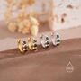Sterling Silver Dainty Black Opal Huggie Hoops, thumbnail 4 of 11