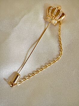 Golden Crown Brooch Pin Coronation, 2 of 2