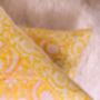 Yellow Patterned Block Print Cushion Cover Set Of Two, thumbnail 2 of 3