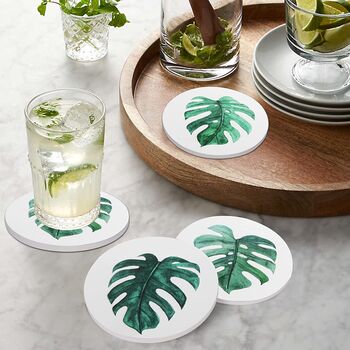 Leaves Pattern Four Pieces Round Drink Coaster, 7 of 7