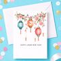 Happy Lunar New Year Card Floral Lantern Design, thumbnail 2 of 5