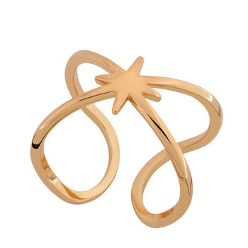 Gold Plated Double Band Adjustable Star Ring, 4 of 5
