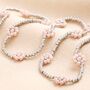 Silver Stainless Steel Pink Daisy Beaded Necklace, thumbnail 2 of 4