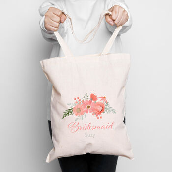 Bridal Party Personalised Tote Bags Peach And Sage, 3 of 5