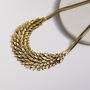 Antique Gold Coloured Overlap Leaf Statement Necklace, thumbnail 1 of 3
