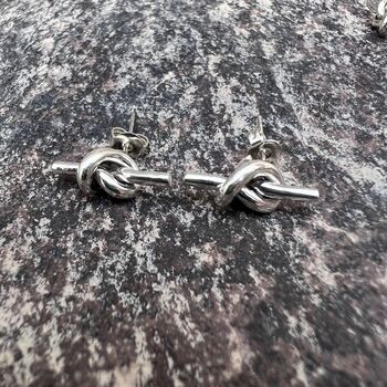 Knot And Bar Sterling Silver Studs, 4 of 4