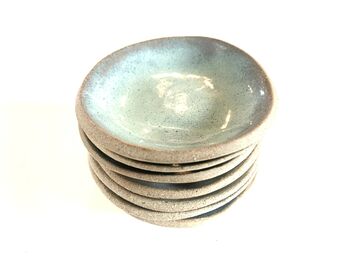 Set Of Handmade Ceramic Salt Pepper Pots / Ring Dishes, 5 of 6